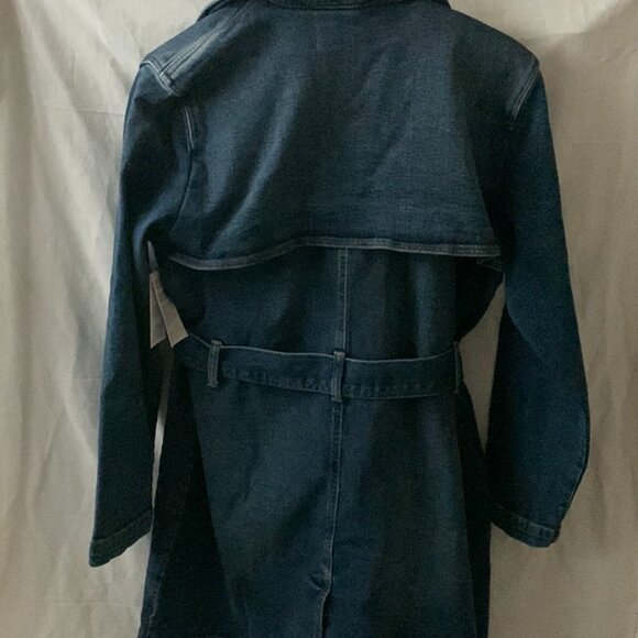MICHAEL KORS Denim Belted Trench Coat in Lake Blue Wash SZ LARGE - Picture 5 of 8